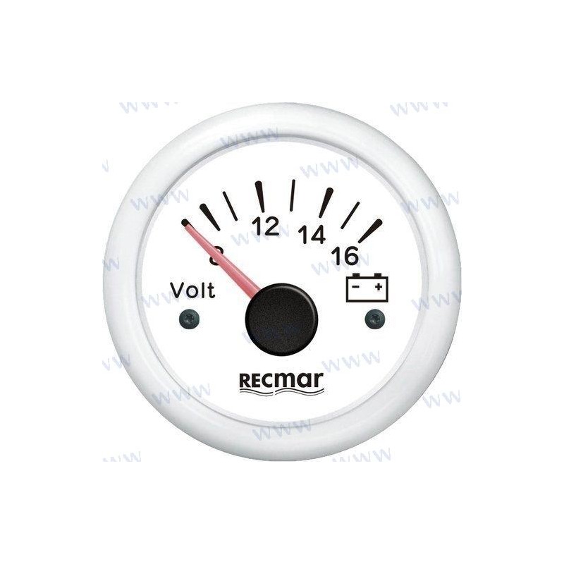 VOLTMETRE 8 / 16V BLANC